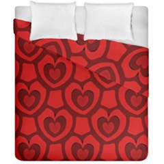 Dark Red Heart Pattern Duvet Cover Double Side (california King Size) by SpinnyChairDesigns