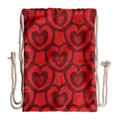 Dark Red Heart Pattern Drawstring Bag (large) by SpinnyChairDesigns