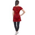 Dark Red Heart Pattern Puff Sleeve Tunic Top View2