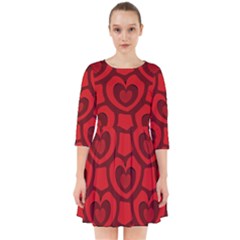 Dark Red Heart Pattern Smock Dress by SpinnyChairDesigns