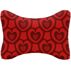 Dark Red Heart Pattern Seat Head Rest Cushion by SpinnyChairDesigns