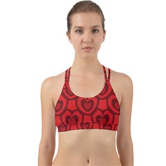 Dark Red Heart Pattern Back Web Sports Bra by SpinnyChairDesigns