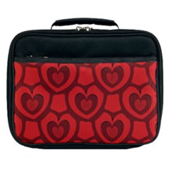 Dark Red Heart Pattern Lunch Bag by SpinnyChairDesigns