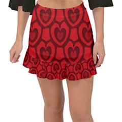 Dark Red Heart Pattern Fishtail Mini Chiffon Skirt by SpinnyChairDesigns