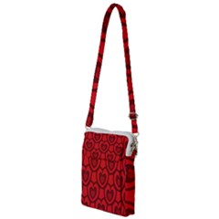 Dark Red Heart Pattern Multi Function Travel Bag by SpinnyChairDesigns