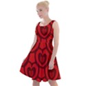 Dark Red Heart Pattern Knee Length Skater Dress View1