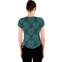 Teal and Red Hearts Crew Neck Crop Top View2