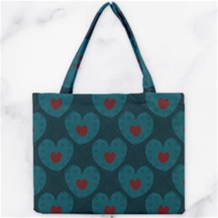 Teal And Red Hearts Mini Tote Bag by SpinnyChairDesigns