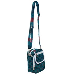 Teal And Red Hearts Shoulder Strap Belt Bag by SpinnyChairDesigns