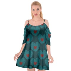 Teal And Red Hearts Cutout Spaghetti Strap Chiffon Dress by SpinnyChairDesigns