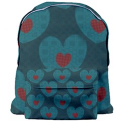 Teal And Red Hearts Giant Full Print Backpack by SpinnyChairDesigns