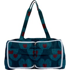 Teal And Red Hearts Multi Function Bag by SpinnyChairDesigns