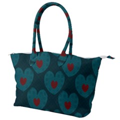 Teal And Red Hearts Canvas Shoulder Bag by SpinnyChairDesigns