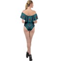 Teal and Red Hearts Off Shoulder Velour Bodysuit  View2