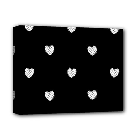 Black And White Polka Dot Hearts Deluxe Canvas 14  X 11  (stretched) by SpinnyChairDesigns