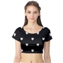 Black and White Polka Dot Hearts Short Sleeve Crop Top View1