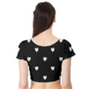 Black and White Polka Dot Hearts Short Sleeve Crop Top View2