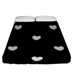 Black And White Polka Dot Hearts Fitted Sheet (king Size) by SpinnyChairDesigns