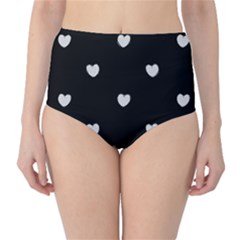 Black And White Polka Dot Hearts Classic High-waist Bikini Bottoms by SpinnyChairDesigns