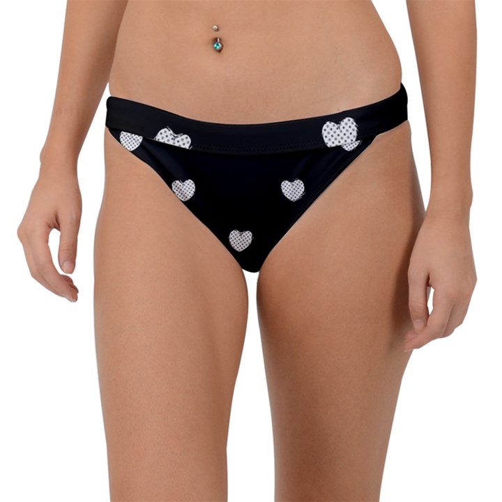 Black and White Polka Dot Hearts Band Bikini Bottom