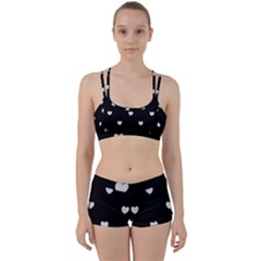 Black And White Polka Dot Hearts Perfect Fit Gym Set by SpinnyChairDesigns