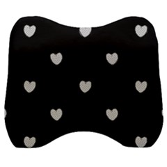 Black And White Polka Dot Hearts Velour Head Support Cushion by SpinnyChairDesigns