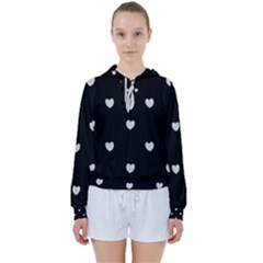 Black And White Polka Dot Hearts Women s Tie Up Sweat by SpinnyChairDesigns