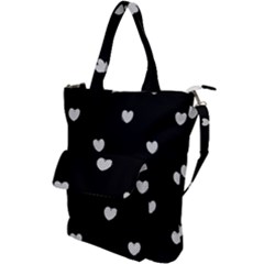 Black And White Polka Dot Hearts Shoulder Tote Bag by SpinnyChairDesigns