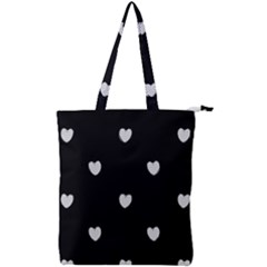 Black And White Polka Dot Hearts Double Zip Up Tote Bag by SpinnyChairDesigns