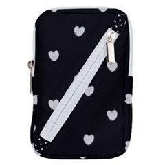 Black And White Polka Dot Hearts Belt Pouch Bag (large) by SpinnyChairDesigns