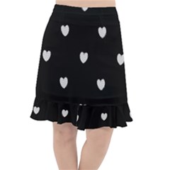 Black And White Polka Dot Hearts Fishtail Chiffon Skirt by SpinnyChairDesigns