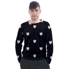 Black And White Polka Dot Hearts Men s Long Sleeve Raglan Tee