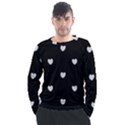 Black and White Polka Dot Hearts Men s Long Sleeve Raglan Tee View1