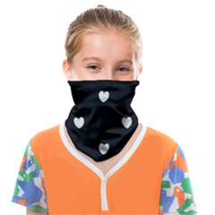 Black And White Polka Dot Hearts Face Covering Bandana (kids)