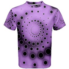 Abstract Black Purple Polka Dot Swirl Men s Cotton Tee by SpinnyChairDesigns