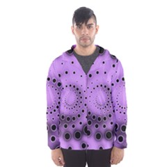 Abstract Black Purple Polka Dot Swirl Men s Hooded Windbreaker