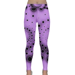 Abstract Black Purple Polka Dot Swirl Classic Yoga Leggings by SpinnyChairDesigns