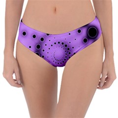 Abstract Black Purple Polka Dot Swirl Reversible Classic Bikini Bottoms by SpinnyChairDesigns