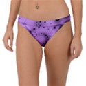 Abstract Black Purple Polka Dot Swirl Band Bikini Bottom View1