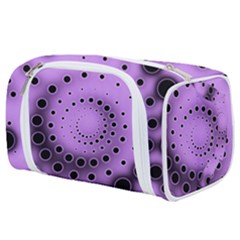 Abstract Black Purple Polka Dot Swirl Toiletries Pouch by SpinnyChairDesigns