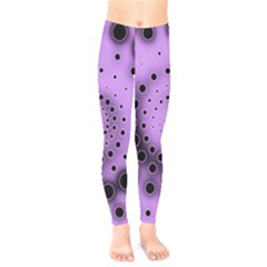 Abstract Black Purple Polka Dot Swirl Kids  Leggings by SpinnyChairDesigns