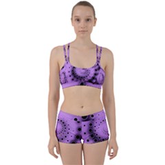 Abstract Black Purple Polka Dot Swirl Perfect Fit Gym Set by SpinnyChairDesigns