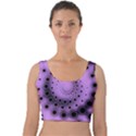 Abstract Black Purple Polka Dot Swirl Velvet Crop Top View1