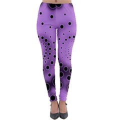 Abstract Black Purple Polka Dot Swirl Lightweight Velour Leggings by SpinnyChairDesigns