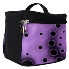 Abstract Black Purple Polka Dot Swirl Make Up Travel Bag (small) by SpinnyChairDesigns