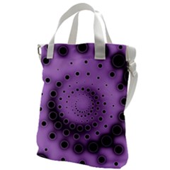 Abstract Black Purple Polka Dot Swirl Canvas Messenger Bag by SpinnyChairDesigns