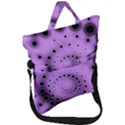 Abstract Black Purple Polka Dot Swirl Fold Over Handle Tote Bag View1