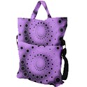 Abstract Black Purple Polka Dot Swirl Fold Over Handle Tote Bag View2