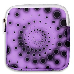 Abstract Black Purple Polka Dot Swirl Mini Square Pouch by SpinnyChairDesigns