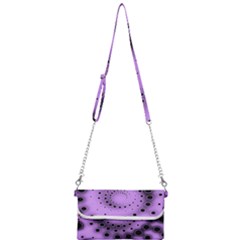 Abstract Black Purple Polka Dot Swirl Mini Crossbody Handbag by SpinnyChairDesigns